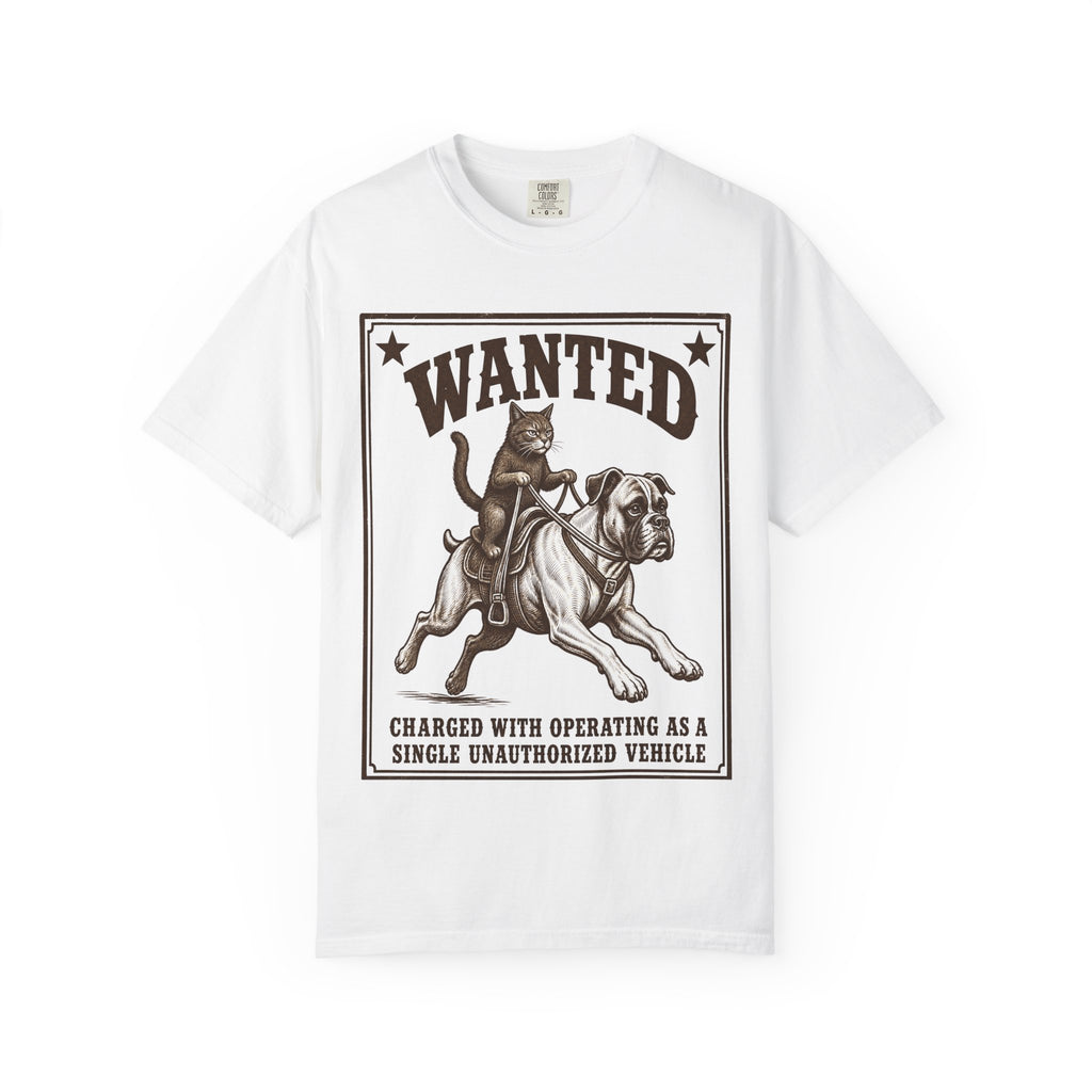 Cat Riding Dog Wanted T-Shirt