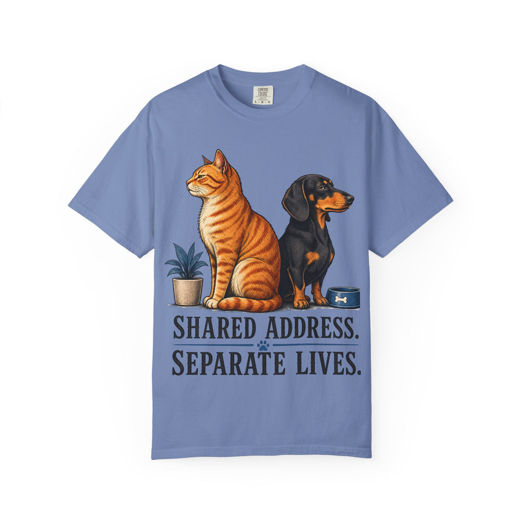 Cat & Dog Shared Address, Separate Lives T-Shirt