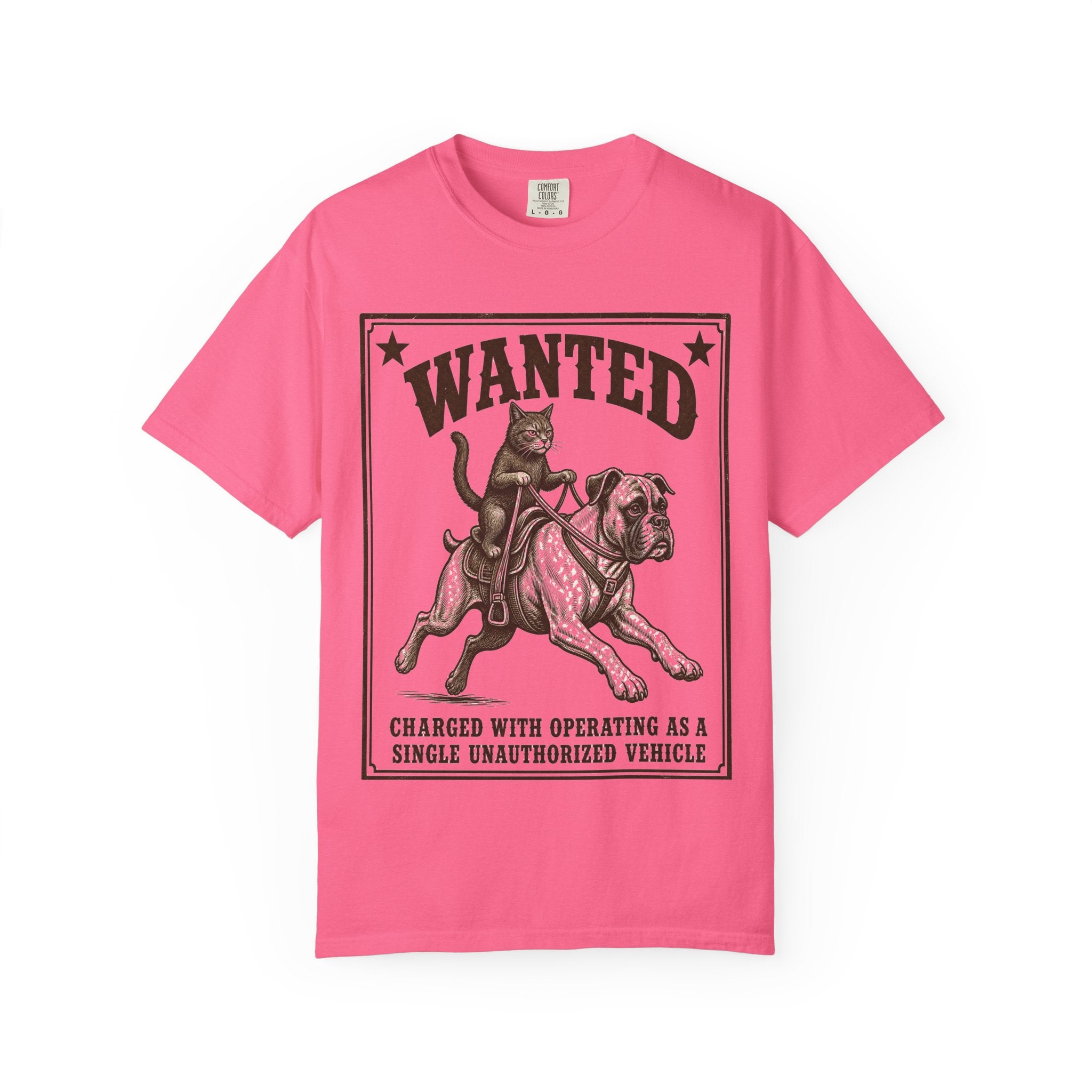 Cat Riding Dog Wanted T-Shirt