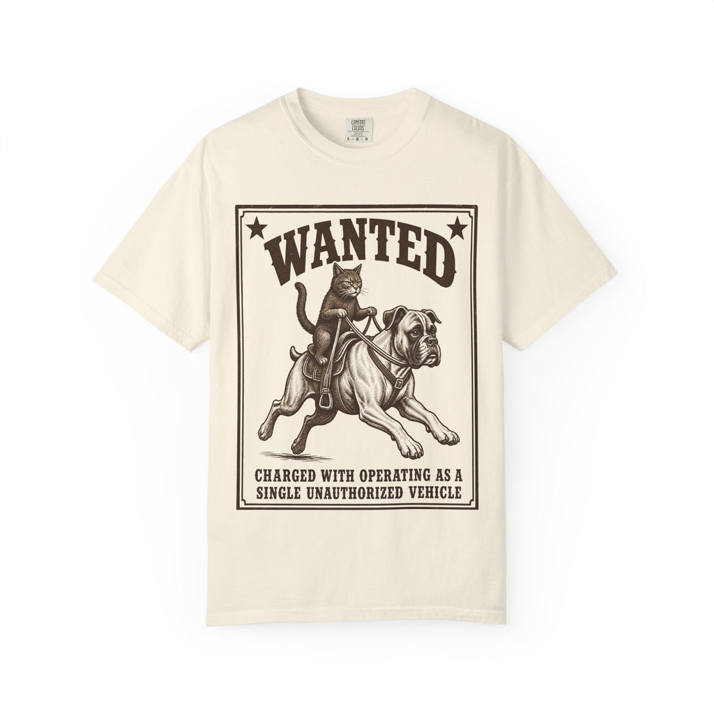 Cat Riding Dog Wanted T-Shirt