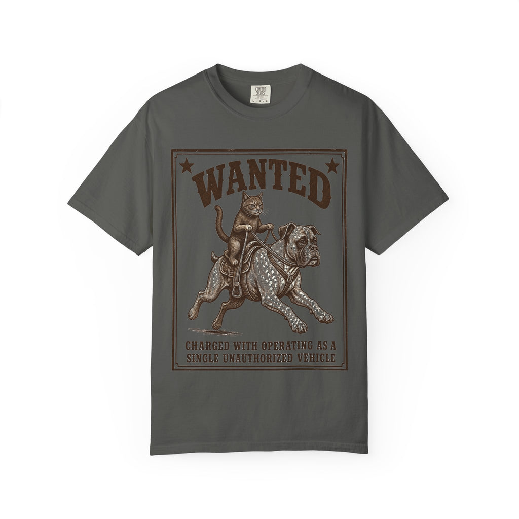 Cat Riding Dog Wanted T-Shirt