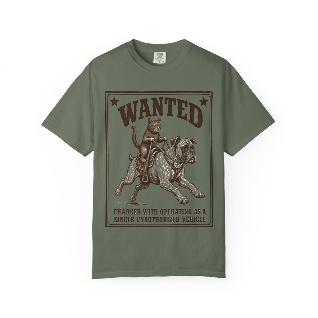 Cat Riding Dog Wanted T-Shirt