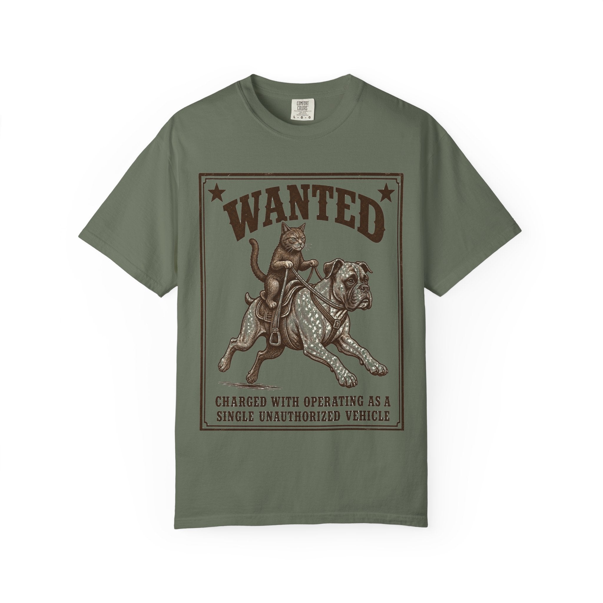 Cat Riding Dog Wanted T-Shirt
